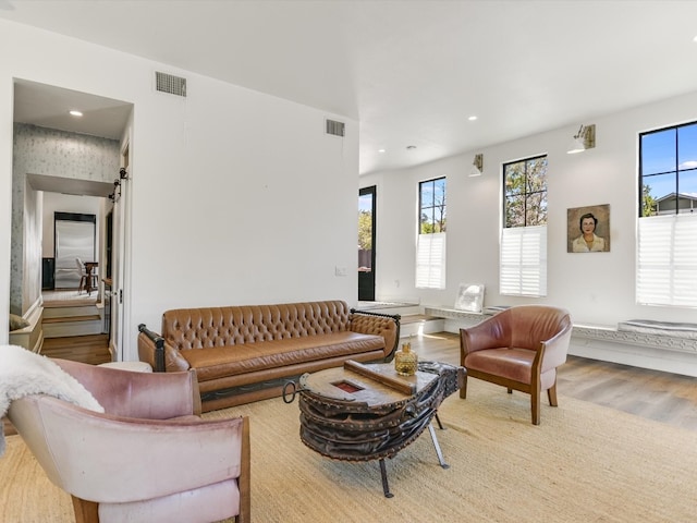 living room featuring wood-type flooring