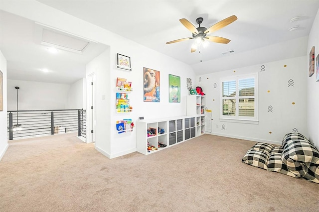 7828 Pace Ravine Dr, Lago Vista, TX 78645 - game room with carpet and ceiling fan