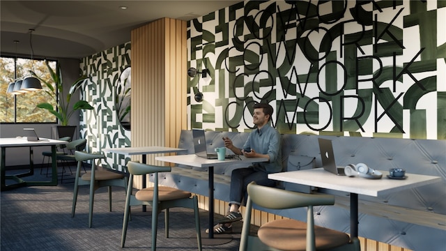 dining area featuring carpet floors