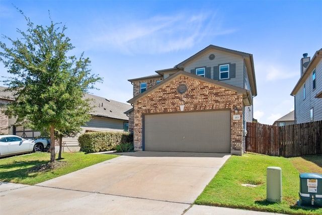 front of property with a front yard and a garage