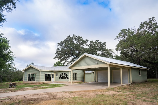 exterior space featuring a garage