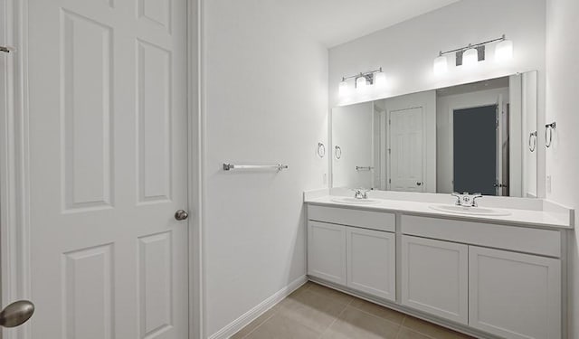 bathroom with tile patterned floors and vanity