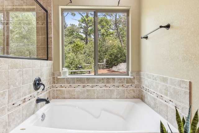 bathroom with a healthy amount of sunlight and a bath