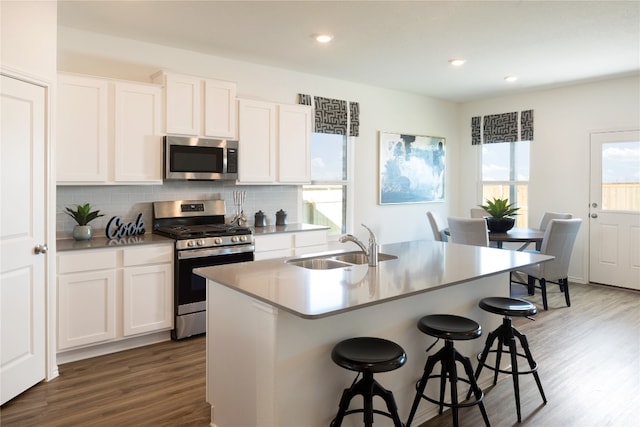 kitchen with white cabinetry, a wealth of natural light, and stainless steel appliances