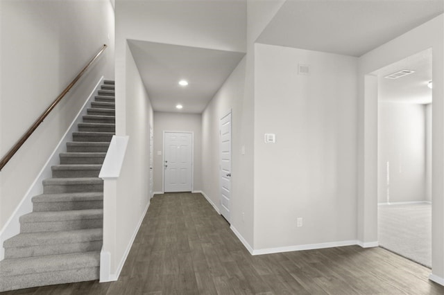 entrance foyer with dark wood-type flooring