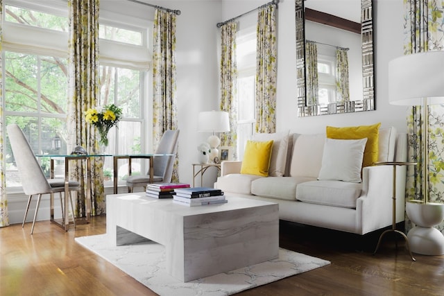 living room with wood-type flooring