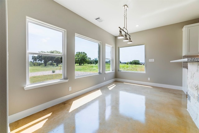 view of unfurnished dining area