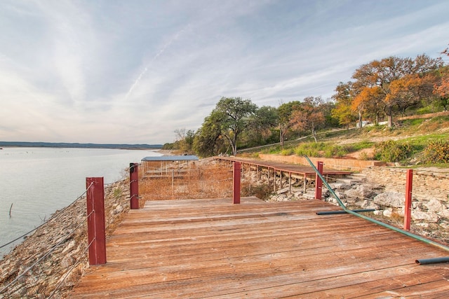 view of dock featuring a water view