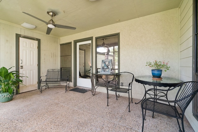 view of patio / terrace featuring ceiling fan