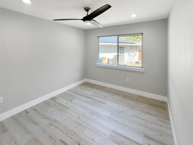 9614 Newfoundland Cir, Austin, TX 78758 - spare room featuring ceiling fan, light wood-style floors, and recessed lighting