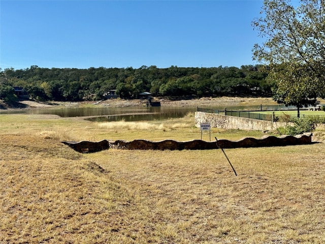 view of yard with a water view