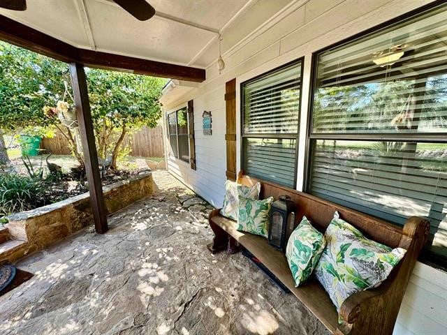 view of patio / terrace with ceiling fan