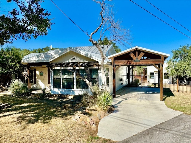 view of front of house with a carport