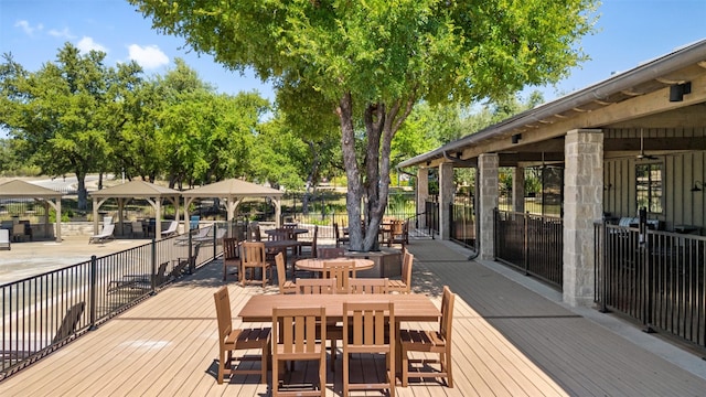 deck featuring a gazebo