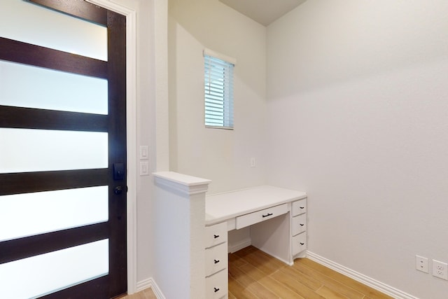 interior space with light hardwood / wood-style flooring