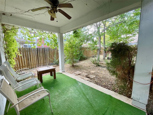 view of patio / terrace with ceiling fan