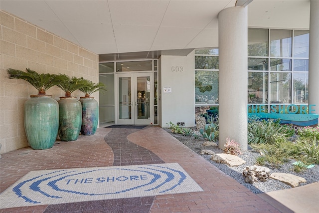 property entrance with french doors