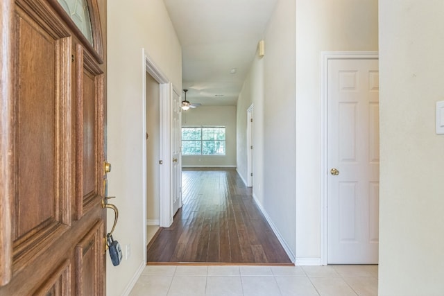 corridor featuring light wood-type flooring