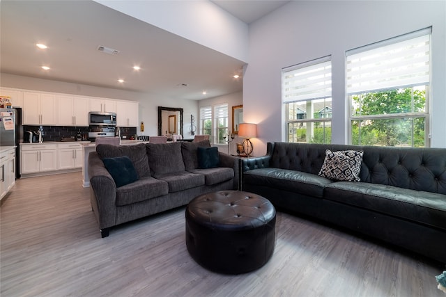 living room featuring light hardwood / wood-style flooring