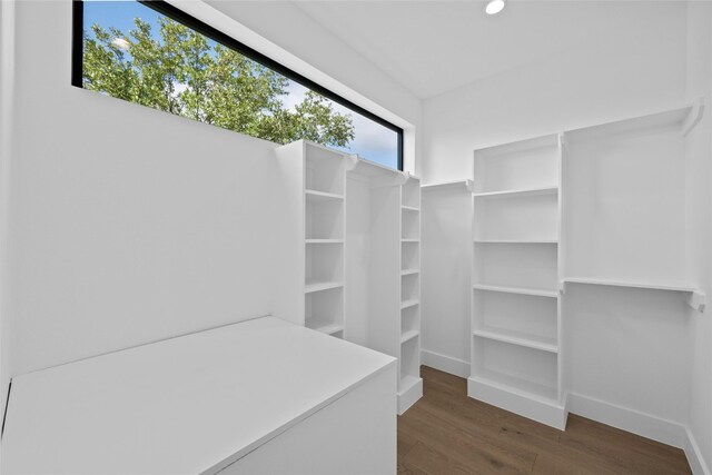 walk in closet featuring dark hardwood / wood-style floors