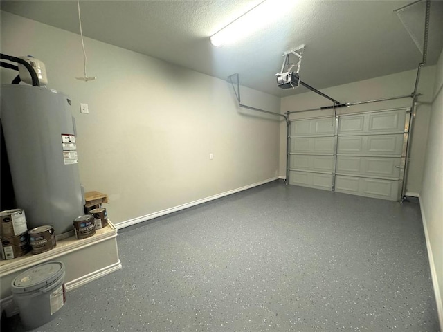 garage featuring gas water heater and a garage door opener