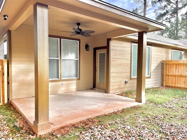 view of patio with ceiling fan