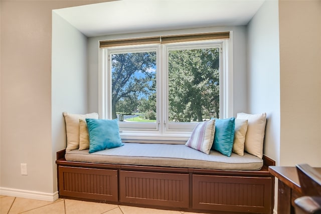 living area with light tile patterned flooring and plenty of natural light