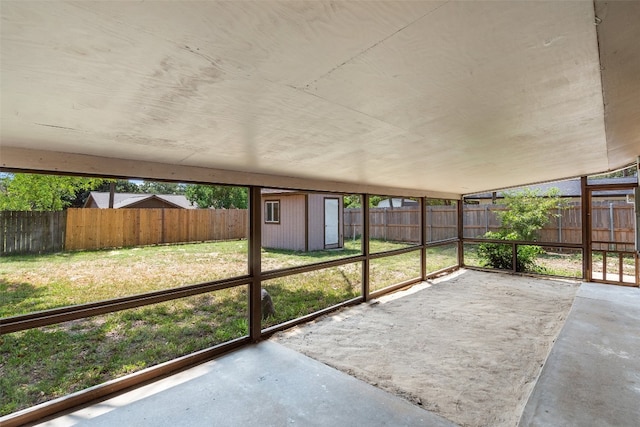 view of unfurnished sunroom