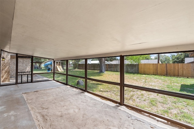 view of unfurnished sunroom