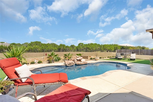 view of pool featuring a patio area