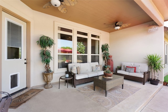 view of patio / terrace with outdoor lounge area and ceiling fan