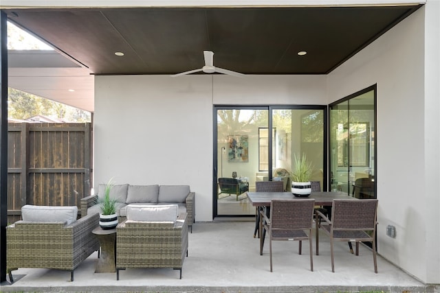 view of patio / terrace featuring an outdoor living space and ceiling fan