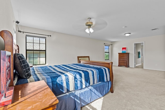 bedroom with carpet and ceiling fan