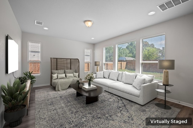 112 Driftwood Hills Way, Georgetown, TX 78633 - living area with wood finished floors, baseboards, and recessed lighting