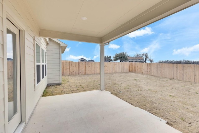 view of patio featuring a fenced backyard