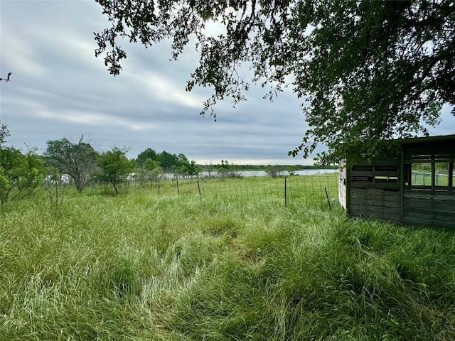 view of yard with a water view