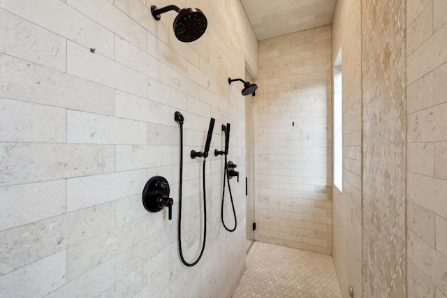 details with a tile shower