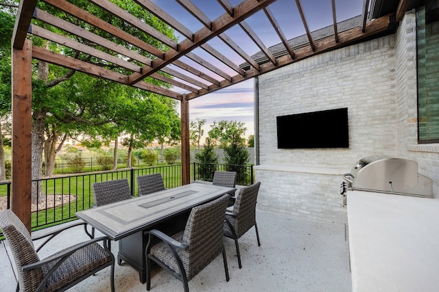 view of patio / terrace with area for grilling and a pergola