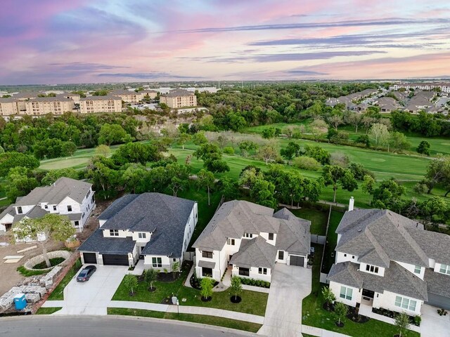 view of aerial view at dusk