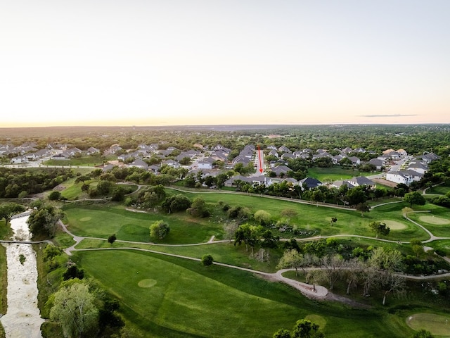 view of aerial view at dusk