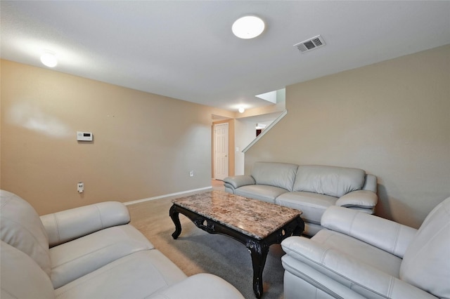 living room featuring carpet flooring