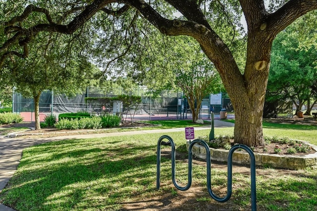 view of property's community featuring a lawn