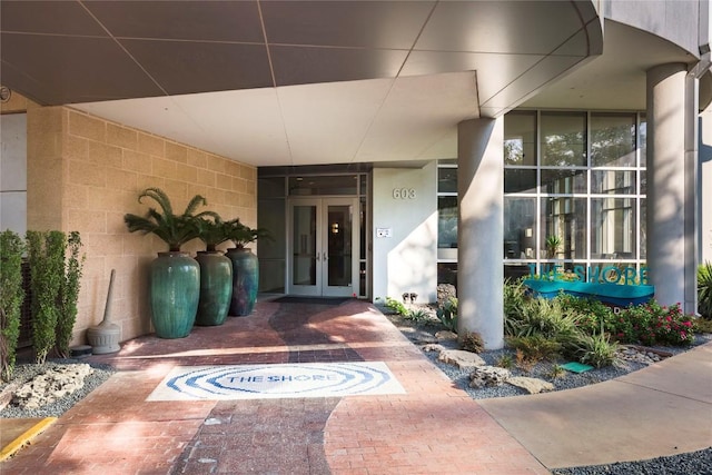 property entrance with french doors