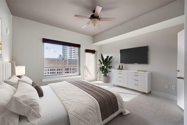 bedroom with carpet and ceiling fan