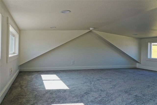 additional living space with carpet floors and vaulted ceiling