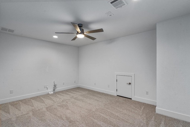 1029 Villa Rialto Vw, Leander, TX 78641 - spare room featuring a ceiling fan, carpet, baseboards, and recessed lighting