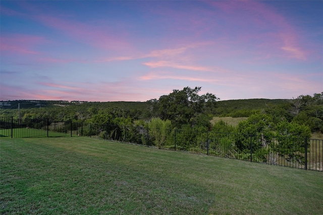 view of yard at dusk