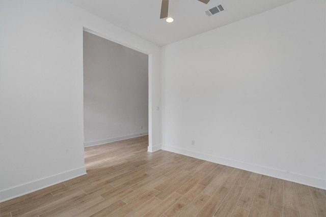 1029 Villa Rialto Vw, Leander, TX 78641 - empty room featuring ceiling fan, light wood-style flooring, baseboards, and recessed lighting