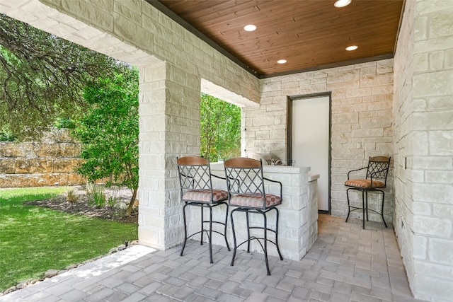 view of patio / terrace featuring a bar