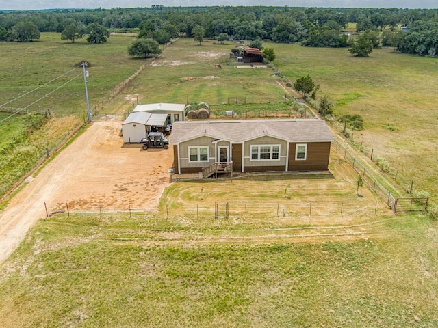 aerial view featuring a rural view